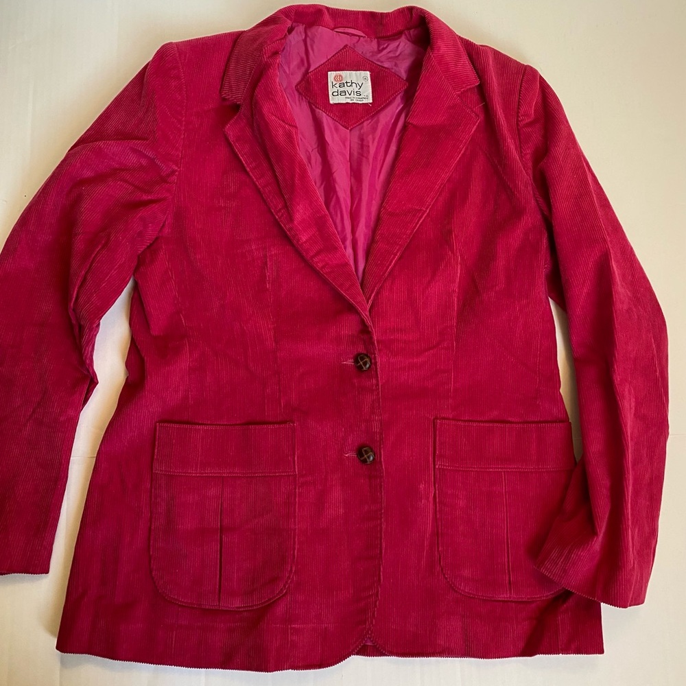Kathy Davis Pink Corduroy Blazer, Size 14 – Excellent Condition